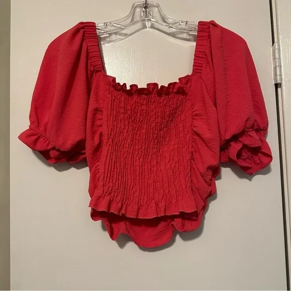 Altar’d State pinkish red crop top short puff sleeve size M - Picture 3 of 5